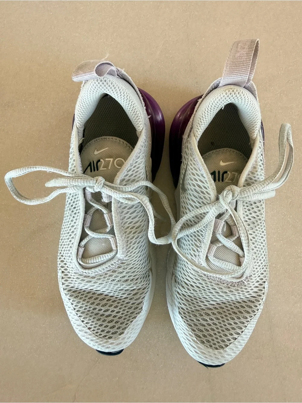 Nike Air Max 270 Pure Platinum Violet Frost Kids Size 13C Sneakers